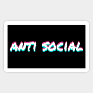 Anti Social Vaporwave Aesthetic Glitch Art Gift Magnet